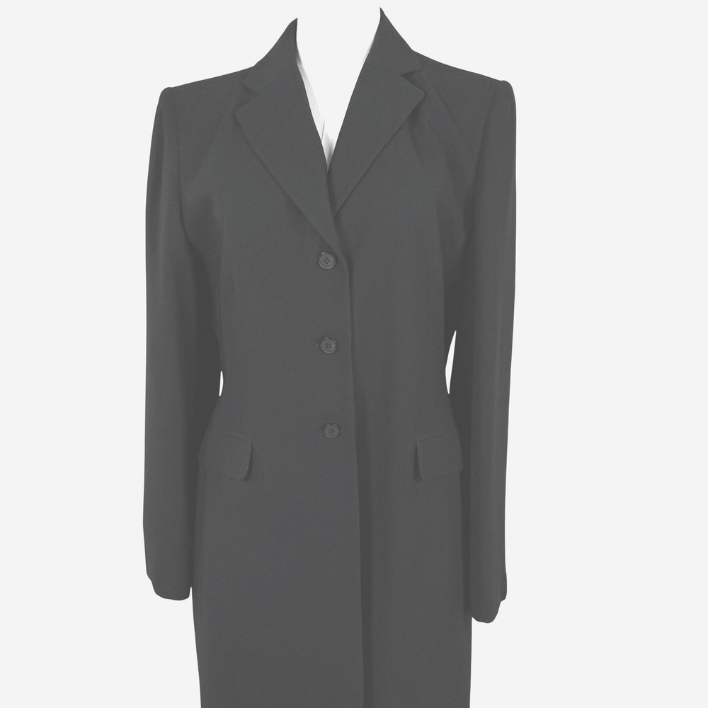 Larry Levine Suits Black Maxi Duster Coat Long Tailored Jacket Size 10
